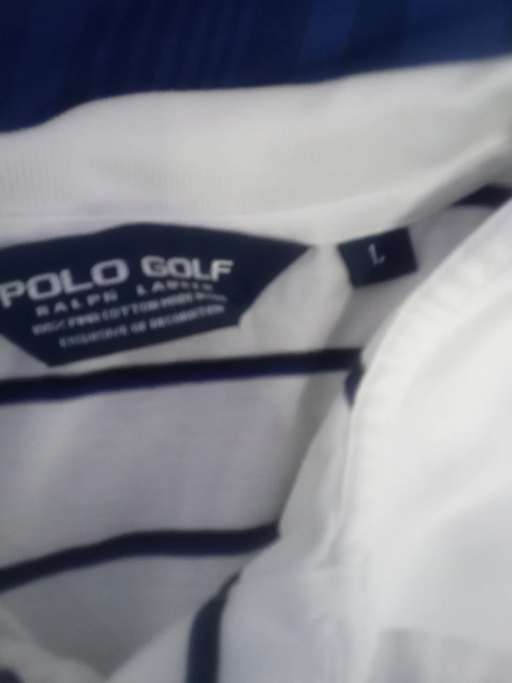 Ralph Lauren Large White Polo with Navy Stripes